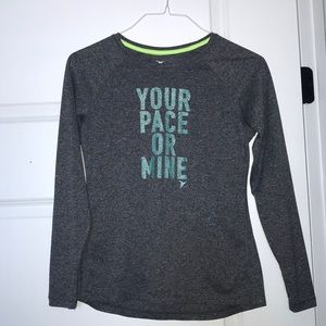 Grey long sleeve workout top